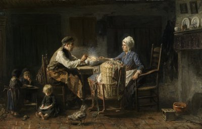 الوجبة المقتصدة (زيت على قماش) بواسطة جوزيف (1824-1911) من إسرائيل