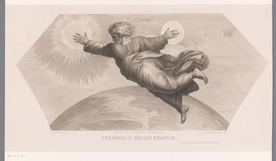 خلق الله الشمس والقمر البراز الثنائي لوميناريا ماجنا. الجين. I. Fredericae Belgii reginae (العنوان على الكائن) Les loges de Raphal (...) sujets de la bible (عنوان السلسلة) مشاهد توراتية من نزل رافائيل (عنوان المسلسل) بواسطة رافائيل