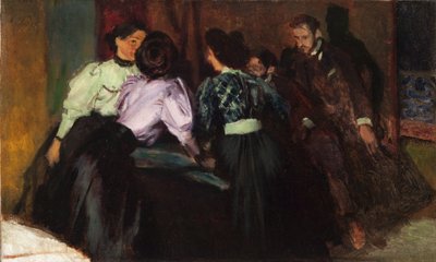 رسم تخطيطي للرسم "المحادثة" بواسطة جوزيف مهوفر
