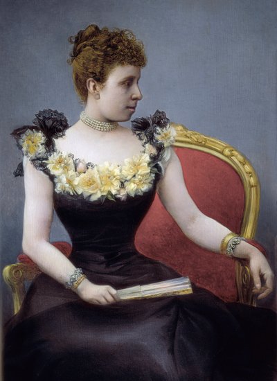 صورة لماريا كريستينا دي تيشين ، المعروفة باسم ماريا كريستينا من هابسبورغ (1858-1929) ، أرشيدوقة النمسا ، زوجة ألفونسو الثاني عشر ، أواخر القرن التاسع عشر وأوائل القرن العشرين (رسم) بواسطة خوان الداز واي سانشو
