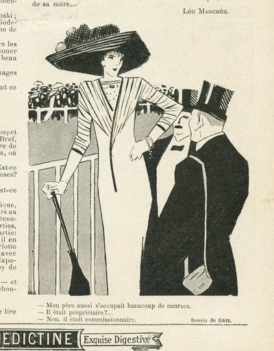 رسم توضيحي لـ J Gris (1887-1927) في Le Lire ، 02/10/09 - أزياء ، قبعة ، حياة الأغنياء ، هيبيزم - نساء بواسطة خوان جريس
