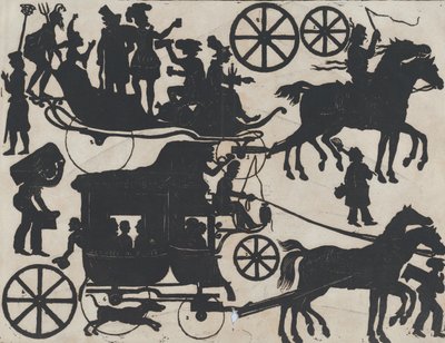 ورقة 5 من الأرقام لدمى الظل الصينية ، كاليفورنيا. 1850-70. بواسطة خوان لورنز