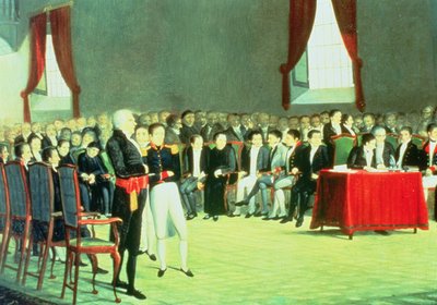 التوقيع على وثيقة الاستقلال في الخامس من تموز (يوليو) 1811 (زيت على قماش) بواسطة خوان لوفيرا
