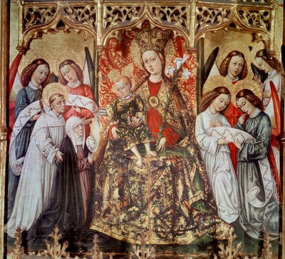 Altarpiece of St. Ursula: “” Virgin and Child with Saints and Angels”” Painting by Joan Reixach (1431-1482) from the monastery of Santa Maria di Poblet - 1468 (Altarpiece Santa Ursula, painting by Joan Reixach from the monastery of Santa Maria de Poblet بواسطة خوان ريكساتش أو ريكساتش
