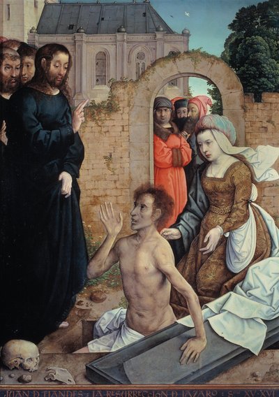 "La Resurrection de Lazare" (قيامة لازاروس) Peinture بواسطة Juan (Jean) de Flandes (الآية 1465-1519) - 1514-1519 Dim 110x84 cm Museo del Prado ، مدريد بواسطة خوان دي فلاندس