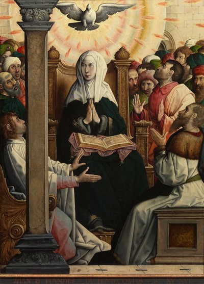 "Pentecote" (عيد العنصرة) Peinture بواسطة Juan de Flandes (مقابل 1465-1519) 1514-1519 Dim 110x84 cm متحف ديل برادو ، مدريد بواسطة خوان دي فلاندس