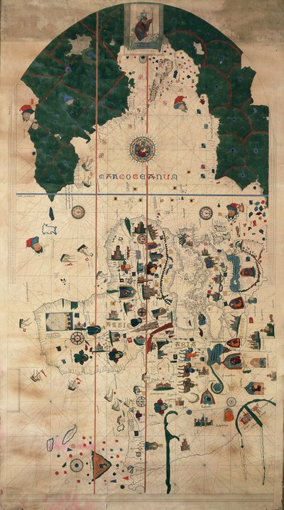مخطط الكرة الأرضية Portolan-Nautical بواسطة Juan de la Cosa ، حوالي 1500 بواسطة خوان دي لا كوسا