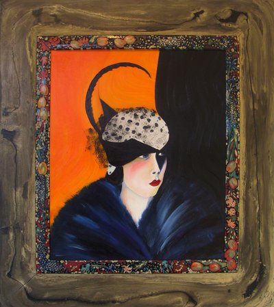 Belle Epoque I- سيدة بغطاء من الريش- بواسطة 