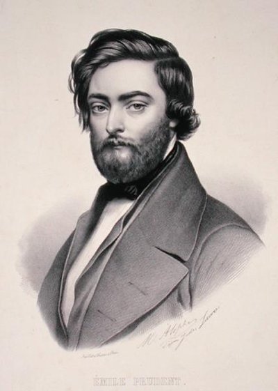 صورة لإميل برودنت (1817-63) نقشت بواسطة ماري ألوف (1812-1883) (ليثو) بواسطة جول (بعد) لور