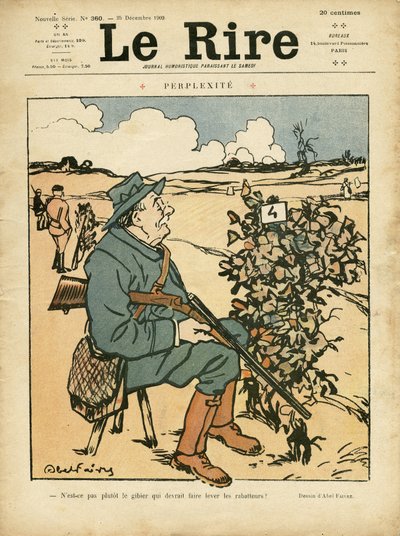 رسم توضيحي لأبل فيفر (1867-1945) لغلاف Le Lire ، 25/12/09 - بيربليكسيت - الريف ، الترفيه ، صياد الصيد بواسطة جول هابيل فافر
