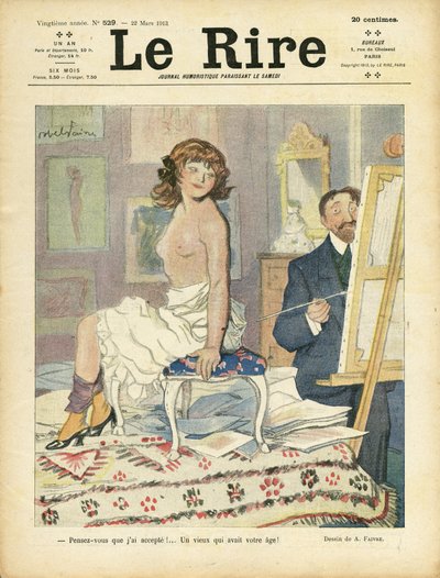 رسم توضيحي لأبل فيفر (1867-1945) لغلاف Le Rire ، 22/03/13 - فن ، نودي - رسامون ، نموذج (من يطرح) بواسطة جول هابيل فافر
