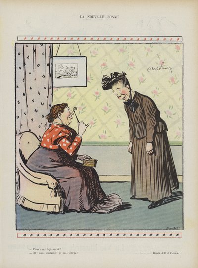 الخادمة الجديدة. رسم توضيحي لـ Le Rire بواسطة Jules Abel Faivre