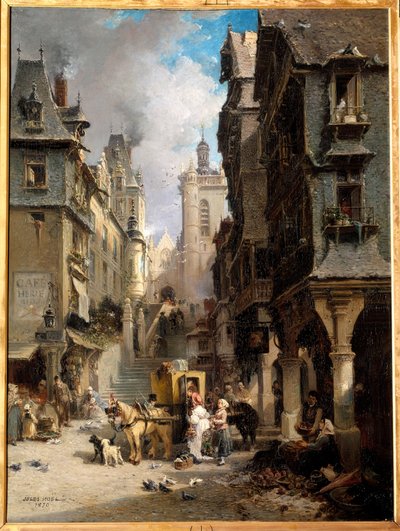 A rue de Morlaix في عام 1830 لوحة بواسطة Jules Achille Noel (1815-1881) 1830 Quimper ، Musee des Beaux Arts بواسطة جول أخيل نويل