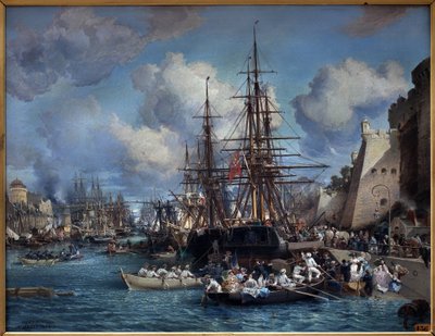 ميناء بريست (فرنسا) عام 1864. لوحة لجول نويل (1815-1881). زيت على قماش بواسطة جول أخيل نويل