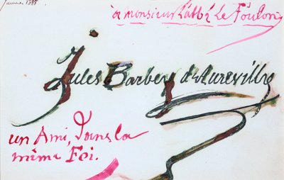 توقيع Jules-Amedee Barbey d'Aurevilly ، القرن التاسع عشر بواسطة جول أميدي باربي دورفيلي