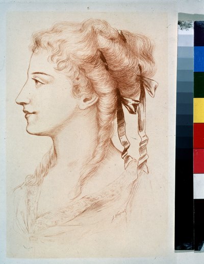 ""ملف تعريف سيدة شابة"" (صورة شخصية لسيدة شابة) رسم بقلم جول أرماند هانريوت (1853-1877) متحف الدولة في الهواء الطلق في القرن التاسع عشر بيترهوف، سانت بطرسبرغ بواسطة جول أرماند هانريوت