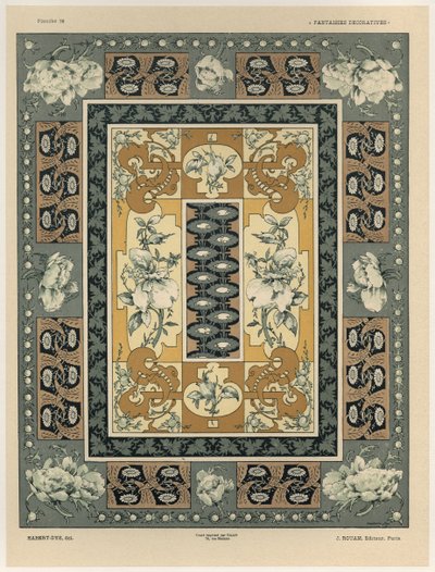 أنماط زخرفية ، لوحة 36 من "ديكورات خيالية" ، منقوشة بواسطة Gillot ، نشرها Jules Rouam ، Librairie de l&39;Art ، باريس ، 1887 (نقش الألوان) بواسطة جول أوغست هابيرت ديس