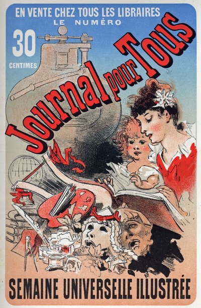المؤلفات. الجريدة للجميع. ملصق بواسطة Jules Cheret ، فرنسا ، حوالي 1870-1880 (ملصق) بواسطة جول تشيريت