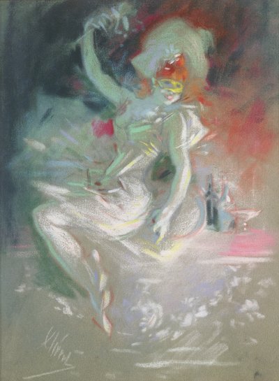 حفلة تنكرية ، 1890 (باستيل على ورق) بواسطة جول تشيريت
