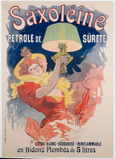 إعلان ملصق "ساكسونيا" ، زيت مصباح الأمان ، 1901 بواسطة Jules Cheret