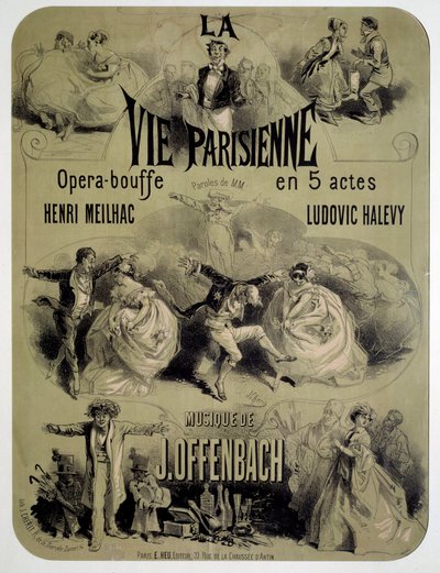 ملصق لطعام الأوبرا "La vie parisienne" لجاك أوفنباخ (1819-1880) بواسطة جول تشيريت