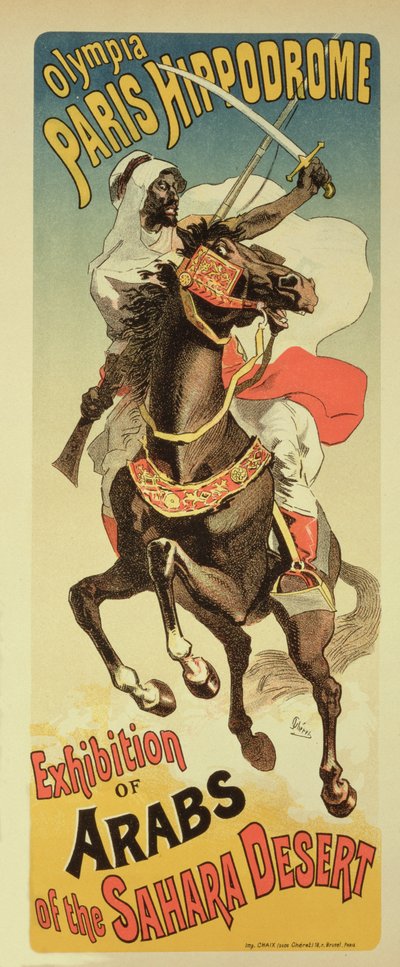 إعادة إنتاج ملصق إعلاني عن "معرض عرب الصحراء الكبرى" ، باريس هيبودروم بواسطة Jules Cheret