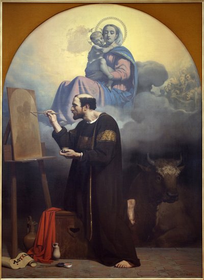 القديس لوقا يرسم العذراء. رؤية القديس لوقا. لوحة لجول كلود زيجلر (1804-1856) ، زيت على قماش بواسطة جول كلود زيغلر