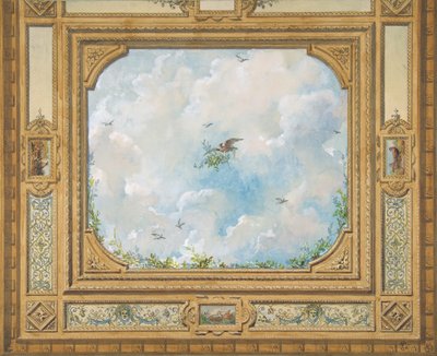 تصميم لسقف مزين بالسحب والطيور ، 1830-97. التأليف: Jules-Edmond-Charles Lachaise ، Eugène-Pierre Gourdet. بواسطة جول إدموند تشارلز لاشيز ويوجين بيير جورديه