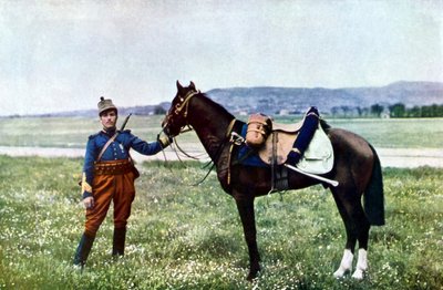 عميد فرنسي وحصانه خلال معركة المارن شرق باريس ، سبتمبر 1914 (لون تلقائي) بواسطة جول جيرفيه كورتيلمونت