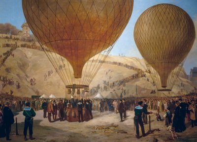Leon Gambetta leaving on Armand-Barbes hot air balloon during siege of Paris, from Place Saint-Pierre to Montmartre on October 7 بواسطة جول وجويد جاك ديدييه