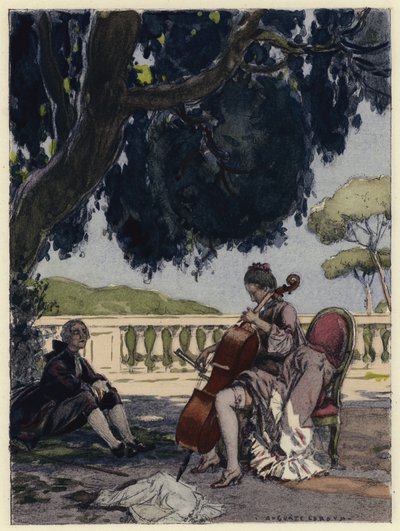 رسم توضيحي لمذكرات كازانوفا (طباعة حجرية ملونة) بواسطة جول ماري أوغست ليرو