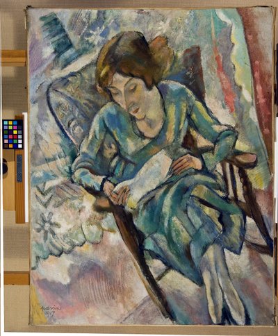 فتاة في القراءة الخضراء ، 1917 بواسطة جول باسين