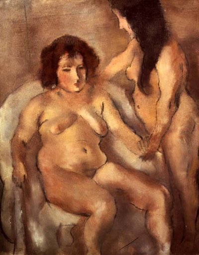 امرأتان عاريتان (The Bordello) حوالي عام 1919 (زيت على قماش) بواسطة جول باسين