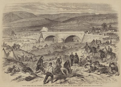 جسر Traktir فوق Tchernaya ، يظهر الأعمال التي أقامها الفرنسيون لدفاعها بعد المعركة بواسطة جوليان بورتش