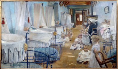 Les crceaux ، حضانة للمساعدة العامة لوحة لجولي ديلانس فيورجارد (1859-1892) 1888 بريست ، متحف الفنون الجميلة - المهد ، دار لرعاية المسنين ، المساعدة العامة. لوحة جولي ديلانس فيورجارد (1859-1892) بواسطة جولي ديلانس فيورجارد