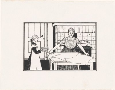 امرأة وفتاة تضعان طاولة بواسطة جولي دي جراج