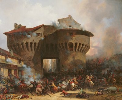 قتال في بورت بانيساك عام 1562 ، c.1833 بواسطة جوليان ميشيل جو