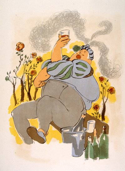توضيح النبيذ الفكاهي 1946. رسم جوليان بافيل بواسطة جوليان بافيل