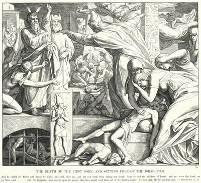 The Death of the First Born, and Setting Free of the Israelites (engraving) بواسطة يوليوس (بعد) شنور فون كارولسفيلد