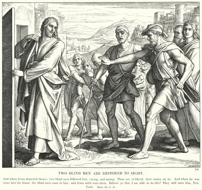 Two Blind Men are Restored to Sight (engraving) بواسطة يوليوس (بعد) شنور فون كارولسفيلد