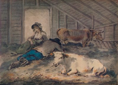 التودد في Cowshed ، c1801 بواسطة يوليوس قيصر إبيتسون