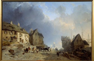 Port du pallet a Dieppe Painting بواسطة Jules Hintz (1805-1862) 1850 Roanne Musee Joseph Dechelette بواسطة يوليوس هينتس