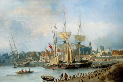 مدخل ميناء دييب لوحة لجول هينتز (1805-1862) بواسطة يوليوس هينتس