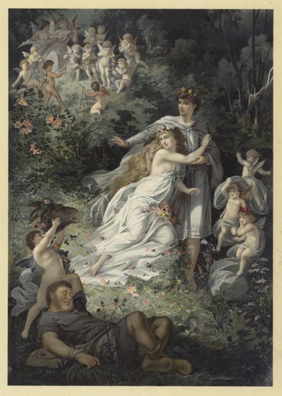رسم توضيحي لحلم ليالي منتصف الصيف (chromolitho) بواسطة يوليوس هويبنر