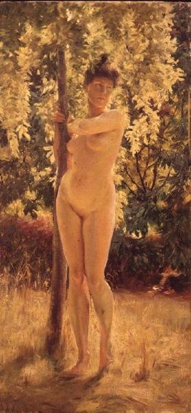 أنثى عارية تحت شجرة ظليلة بواسطة Julius Leblanc Stewart