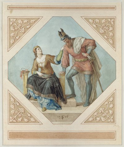برونهيلد وهاغن ، رسم توضيحي لـ "نيبلونجين" بقلم ريتشارد فاجنر (1813-1883) ، 1846 بواسطة يوليوس شنور فون كارولزفيلد