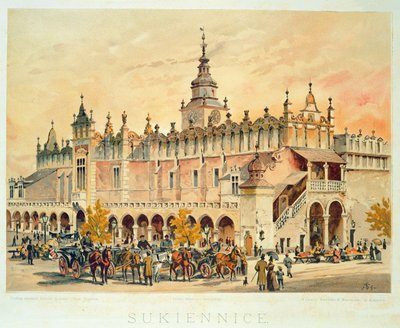The Sukiennice ، كراكوف ، من "جواهر مدينة كراكوف" ، نشر عام 1899 بواسطة جوليوزا وتوندوزا كوساكا