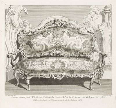 تم إعدام صوفا للسيد كونت دي بيلينسكي جراند إم من تاج بولندا ، عام 1735. صوفا صنعت لكونت بيلينسكي عام 1735 ، اللوحة الرابعة بواسطة جوست أوريل ميسونير