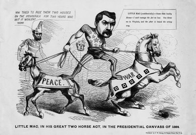 ليتل ماك ، في عمله العظيم على حصانين ، في جلسة رئاسية لعام 1864 ، نشرها TW Strong ، نيويورك ، c.1864 بواسطة جوستين هوارد