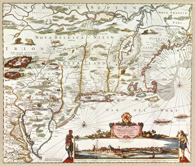 خريطة نوفي بلجيكي لنيويورك ونيوجيرسي وبنسلفانيا بواسطة جوستوس دانكيرتس